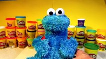 Cookie Monster Count n Crunch Eats Cookies and Play Doh Cookies