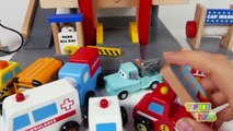 Parking Garage Deck Playset Toy Vehicles School Bus Fire Truck Taxi Police Car Gas Pump Car Wash