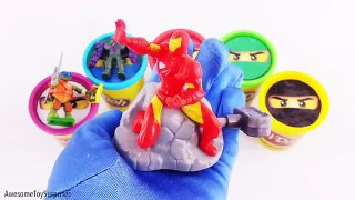 Lego Ninjago Kai Jay Lloyd Zane Cole Play-Doh Surprise Eggs Tubs Learn Colors Dippin Dot Surprises
