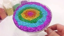 How To Make Rainbow Colors Glitter Powder Milk Slime Learn Colours Recipe DIY 우유 반짝이 액체괴물 만들기
