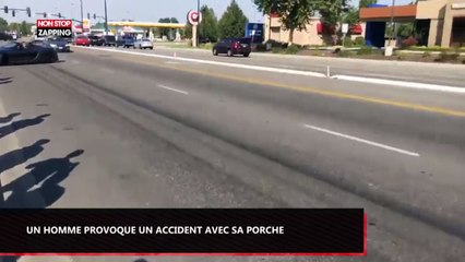 Un homme tente de faire un burn avec sa Porche et provoque un grave accident (Vidéo)