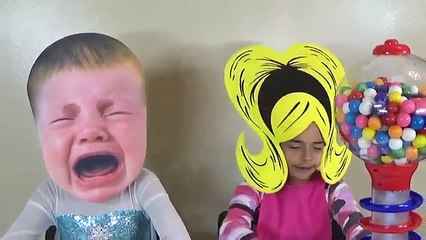 BAD BABY VS CRYING BABY Magic Gumballs Big Head Babies w/ Frozen Elsa TOYS TO SEE VIDEO