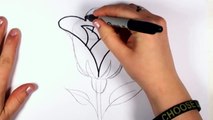 How to Draw a Rose Easy - Open Rose Art Tutorial - Easy Art for Kids | CC