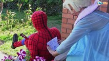 Spiderman TEASING Frozen Elsa & Spidergirl w/ Batman Hulk Superhero Fun!