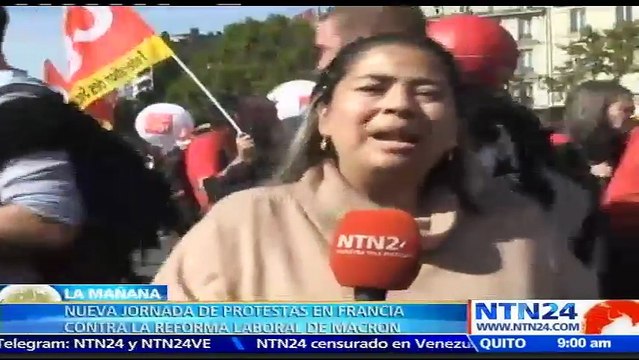 Nueva protesta sindical en Francia contra la reforma laboral del presidente Emmanuel Macron