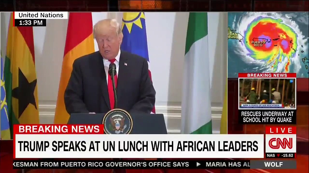 Entouré de chefs d'Etats africains, Donald Trump invente un pays