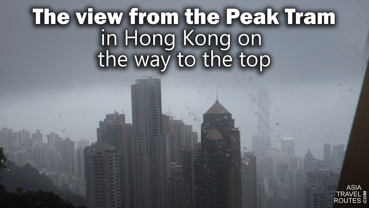 The view from the Peak Tram in Hong Kong on the way to the top