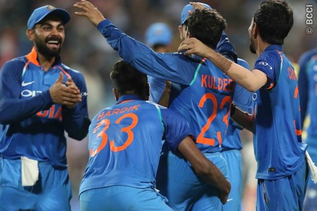 kuldeep yadav hat trick vs australia 21/9/2017