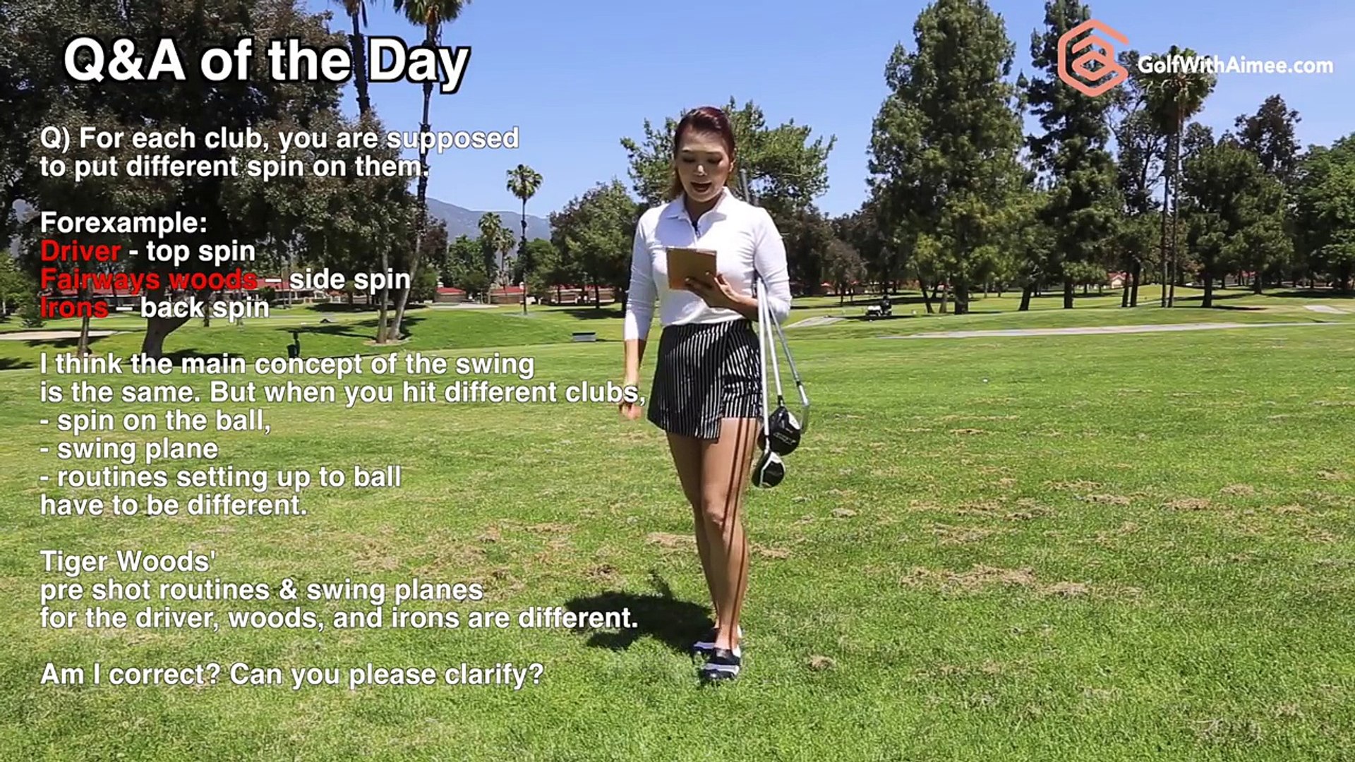 Golf with Aimee] Q&A with Aimee 004: Difference between Driver, Fairway  Woods & Irons? - Vídeo Dailymotion