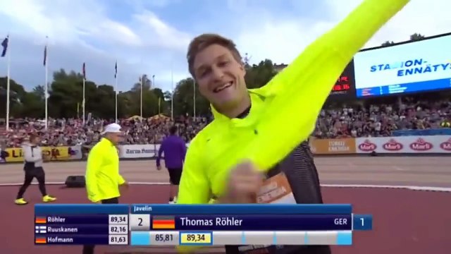 Thomas Röhler - Paavo Nurmi games 2016 - 89.34, 91.28, 91.04 and 86.56
