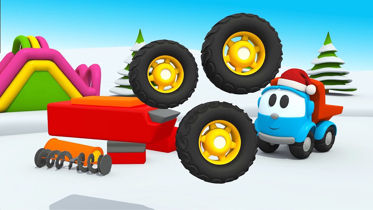 Leo the truck. Snow plow. Cartoons for kids with #leothetruck. Car cartoon.