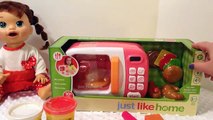 Baby Alive Snackin Sara Candy Canes For Christmas with Playdoh and Toy Microwave