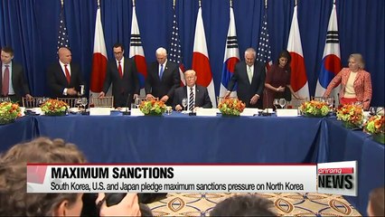 Leaders of S. Korea, U.S. and Japan promise to push N. Korea with maximum sanctions