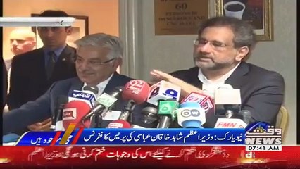 Shahid Khaqan Abbasi and Khawaja Asif Press Conference at New York - 21st September 2017