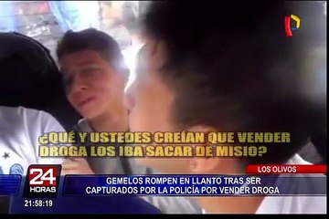 Los Olivos: gemelos rompen en llanto tras ser detenidos por vender droga