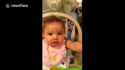 Baby's hilarious reaction to peaches