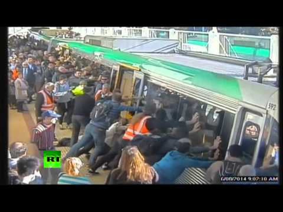 CCTV Footage: Commuters rescue man stuck between train and platform