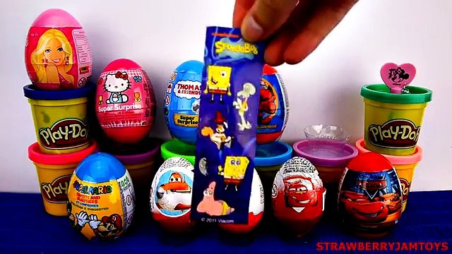 Barbie Cars 2 Kinder Surprise Spiderman Spongebob Squarepants Surprise Egg StrawberryJamToys