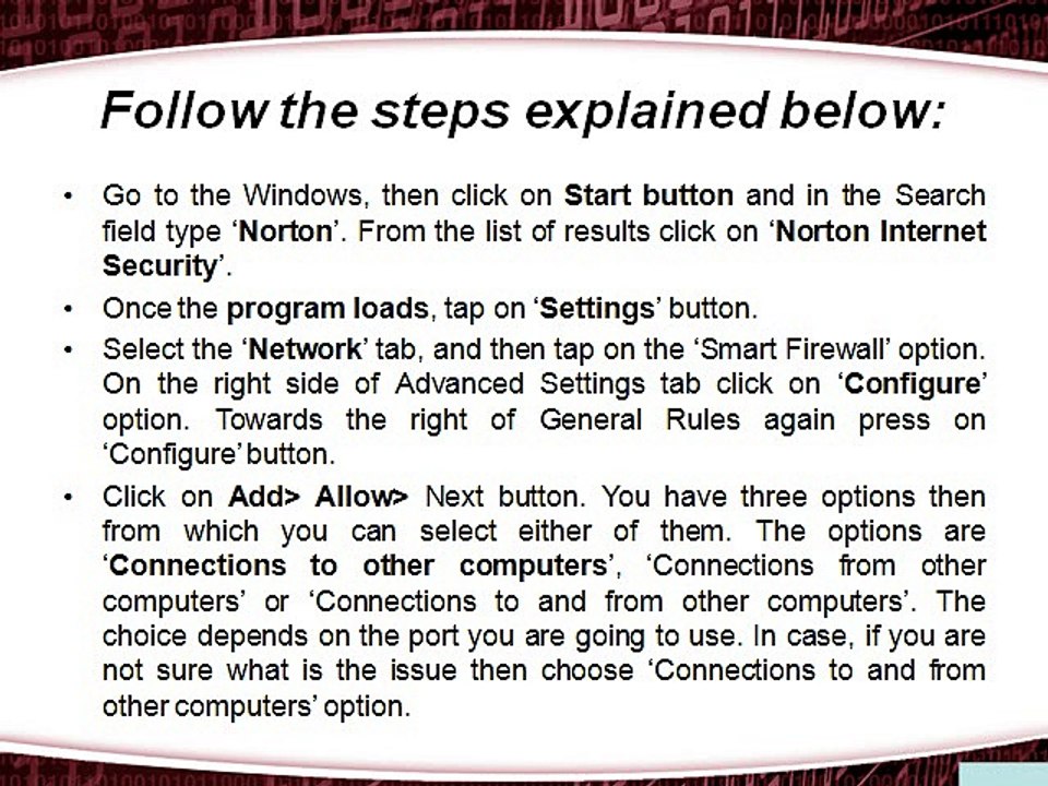 Opening Port by Using Norton Internet Security