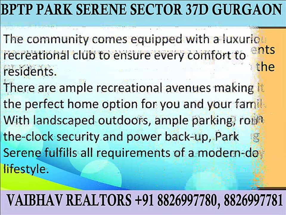 Bptp Park Serene For Sale 2 BHK 1488 Sq.ft Dwarka Expressway  8826997780