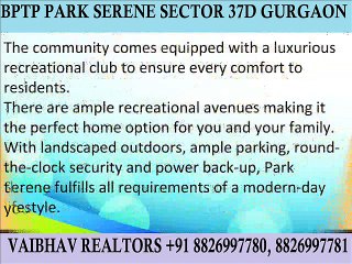 Bptp Park Serene  Resale Hi Resale Sector 37D Gurgaon Haryana 8826997781