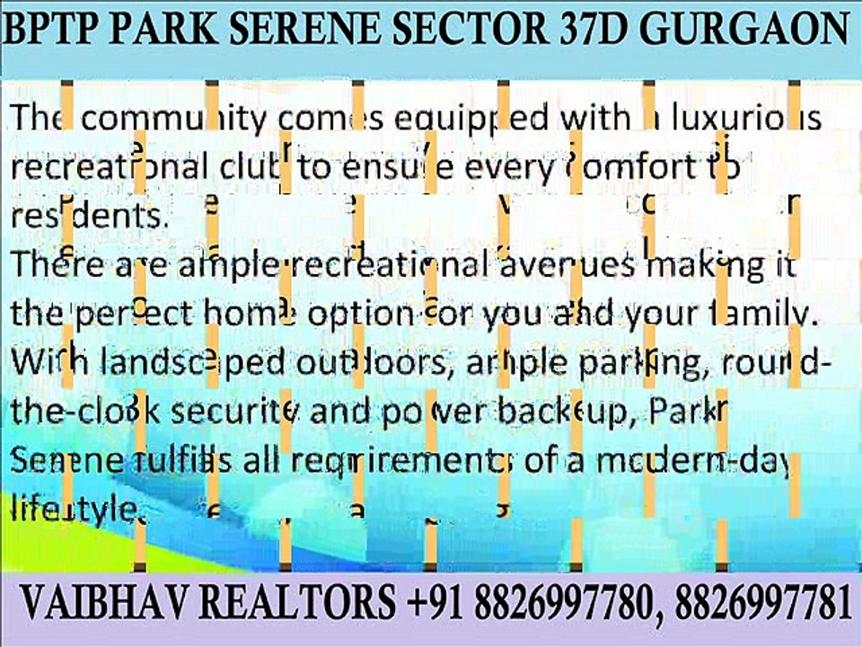Bptp Park Serene Sale 2 BHK 75 Lac Only Sector 37D Gurgaon Dwarka Expressway  Call Vaibhav Realtors 8826997781