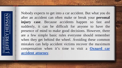 Five Biggest Mistakes Made by Car Accident Victims