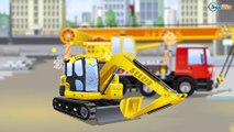 The Red Bulldozer and The Excavator - Construction Trucks Video - World of Cars for children Part 2