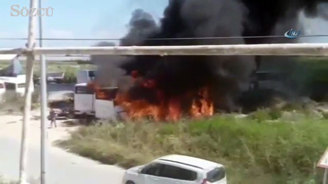 Antalya’da 4 otobüs alev alev yandı