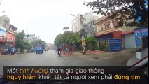 Video nữ sinh đi xe đạp lao từ ngõ ra, trượt đến trước đầu ô tô khách tại Bắc Kạn