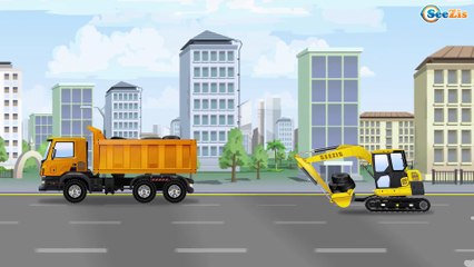 JCB Excavator digging - Real Trucks For Kids - Children Video Construction Cartoon