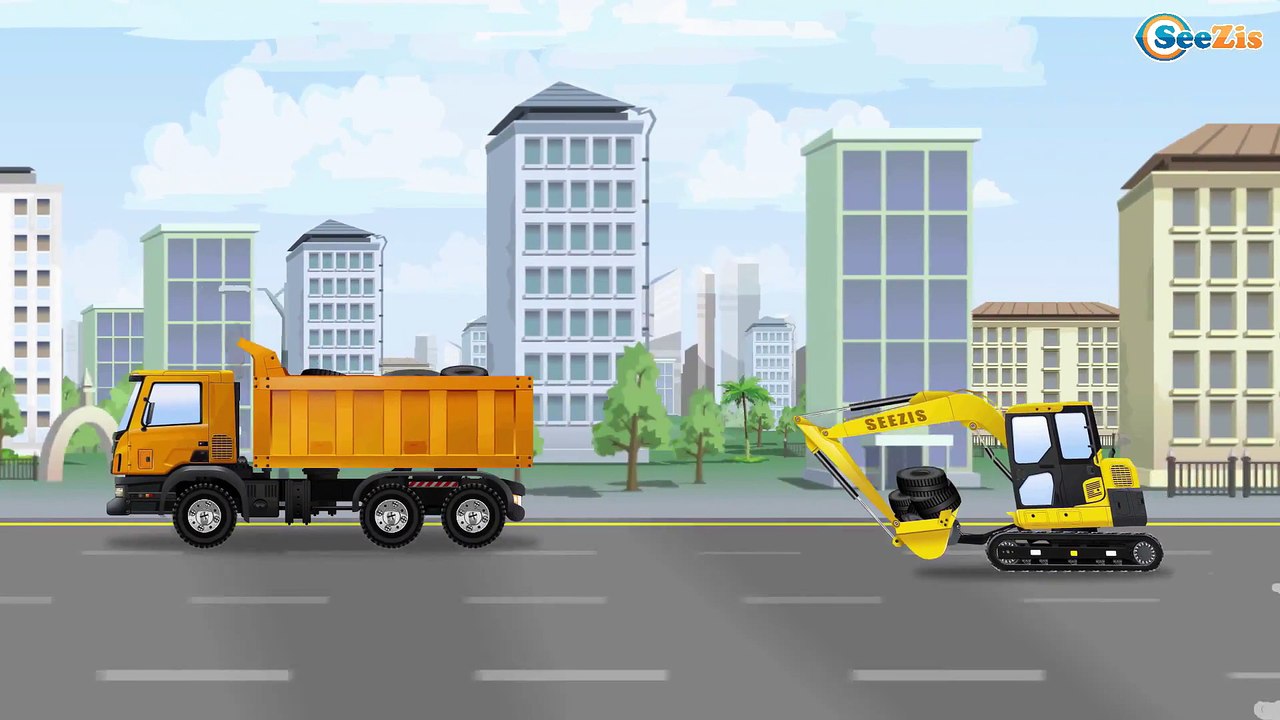 JCB Excavator digging - Real Trucks For Kids - Children Video Construction Cartoon