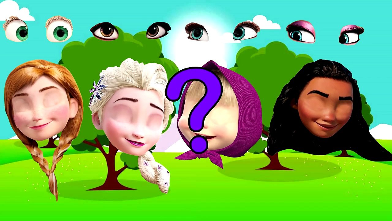Wrong Eyes Disney Princess Elsa Anna Masha Moana Finger Family Nursery Rhymes Mundo Kids