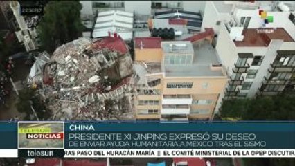 Presidente chino envía sus condolencias a México por el terremoto