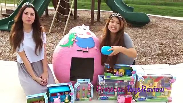 GIANT EGG SURPRISE OPENING Peppa Pig Toys My Little Pony Princess Kids Outdoor Park toysreview