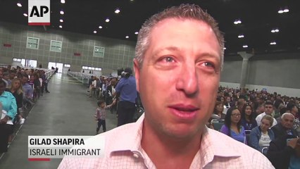 New Citizens Greeted With Trump Video