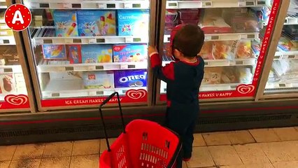 Little Boy Superhero Spider-Man Driving to the Toy Store in his Lightning McQueen Car