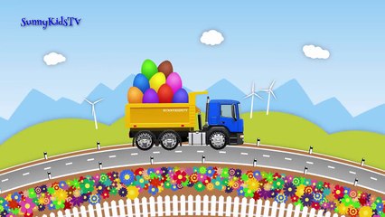 Trucks for kids. Dump Truck. Surprise Eggs. Learn Fruits. Video for children.