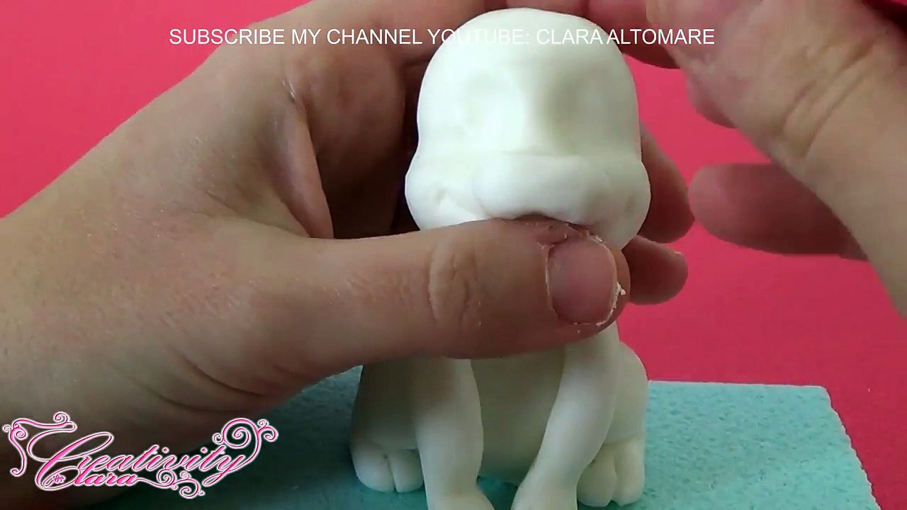 how to make dalmatian dog cake topper fondant - tutorial carica dei 101 torta pasta di zucchero