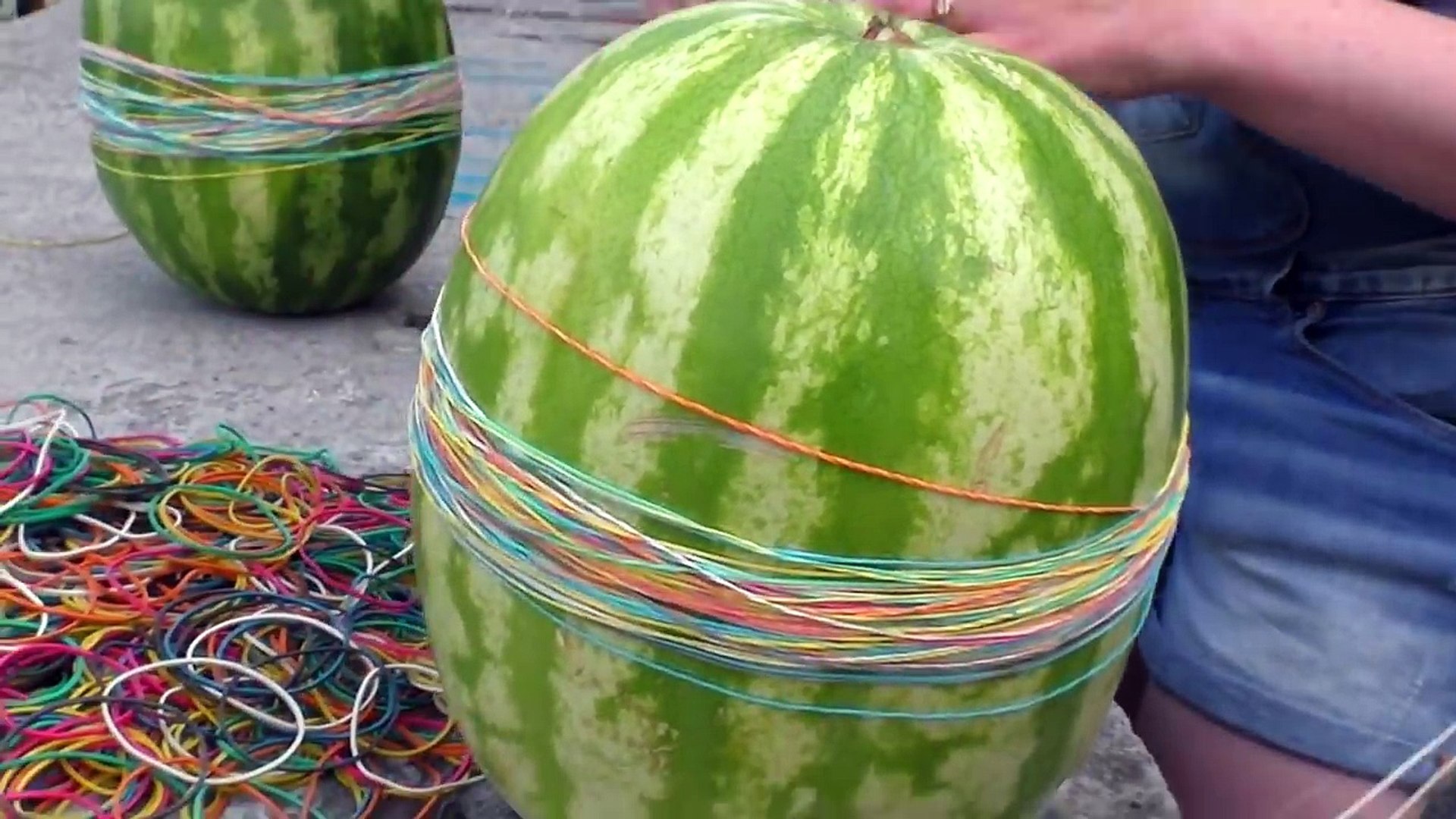 ⁣ВЗРЫВАЕМ АРБУЗЫ ЧЕЛЛЕНДЖ РЕЗИНКАМИ EXPLODING WATERMELON CHALLENGE от канала Принцесса Милана