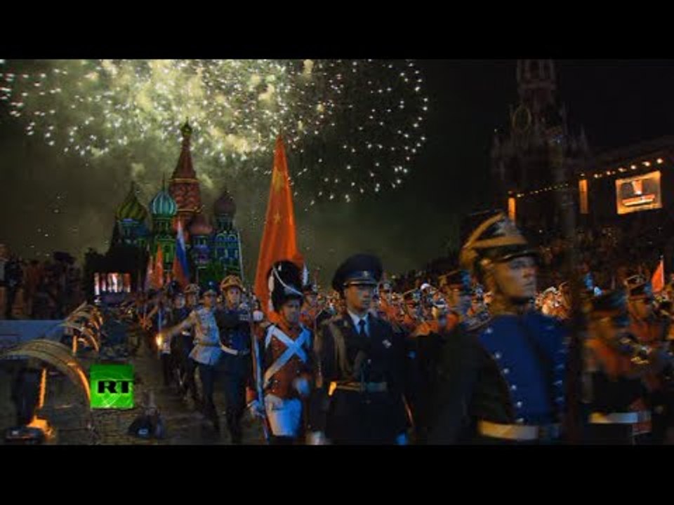 St Basil's in lights, military bands blast 'I like to move it move it' on Red Square
