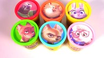 LEARN COLORS with Disney ZOOTOPIA Play Doh Cans - Judy Hopps, Nick Wilde, Flash, Bellweather