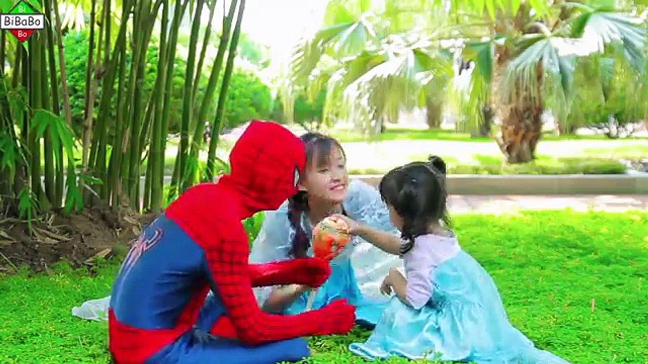 Black Spiderman & Frozen Elsa baby fun family Joker Maleficent transforms snake Butterfly