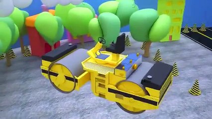 Kids 3D Construction Cartoon : Build an Asphalt Compor I Learning Construction Vehicles