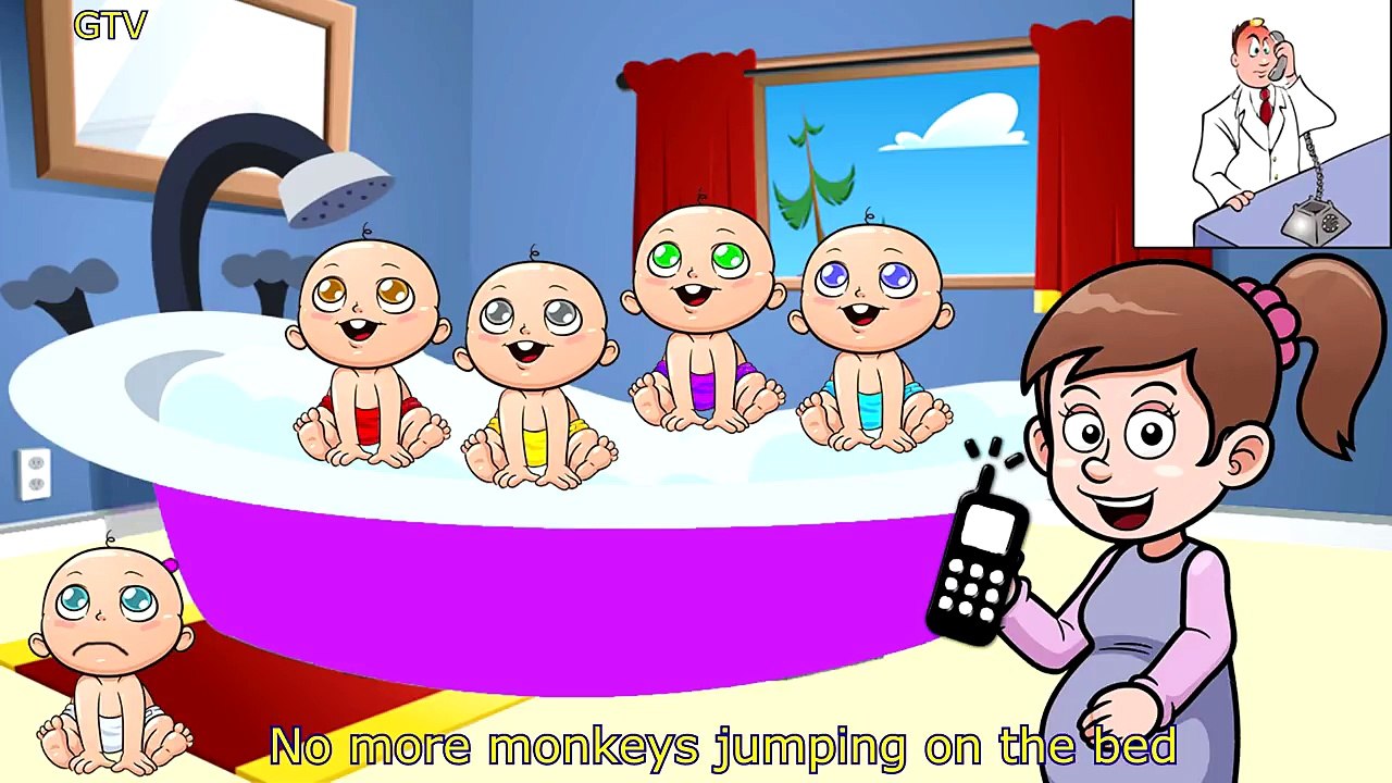 Five Little Babies Bathing In A Tub - Baby Jumping on the Water Bed - Nursery Rhymes for K