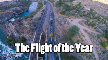 Un drone au-dessus d'un train, le vol de l'année