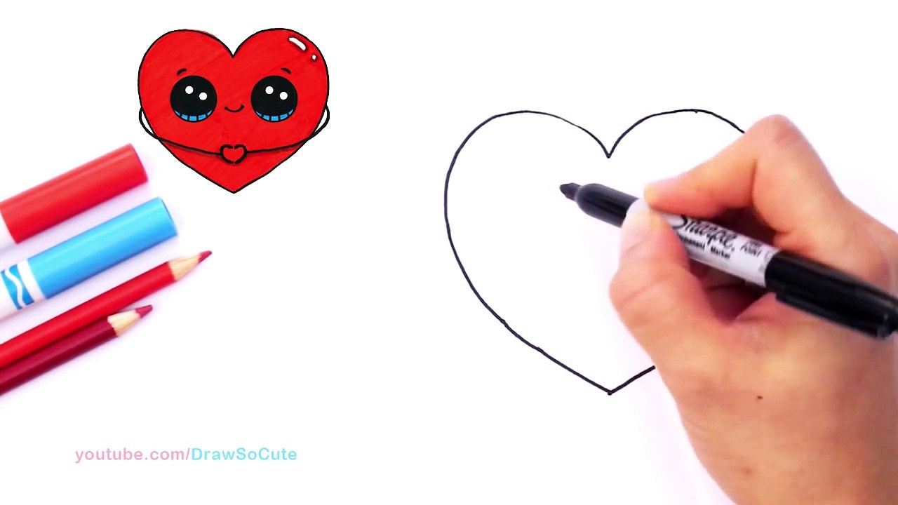 How to Draw + Color a Heart Emoji step by step Easy and Cute