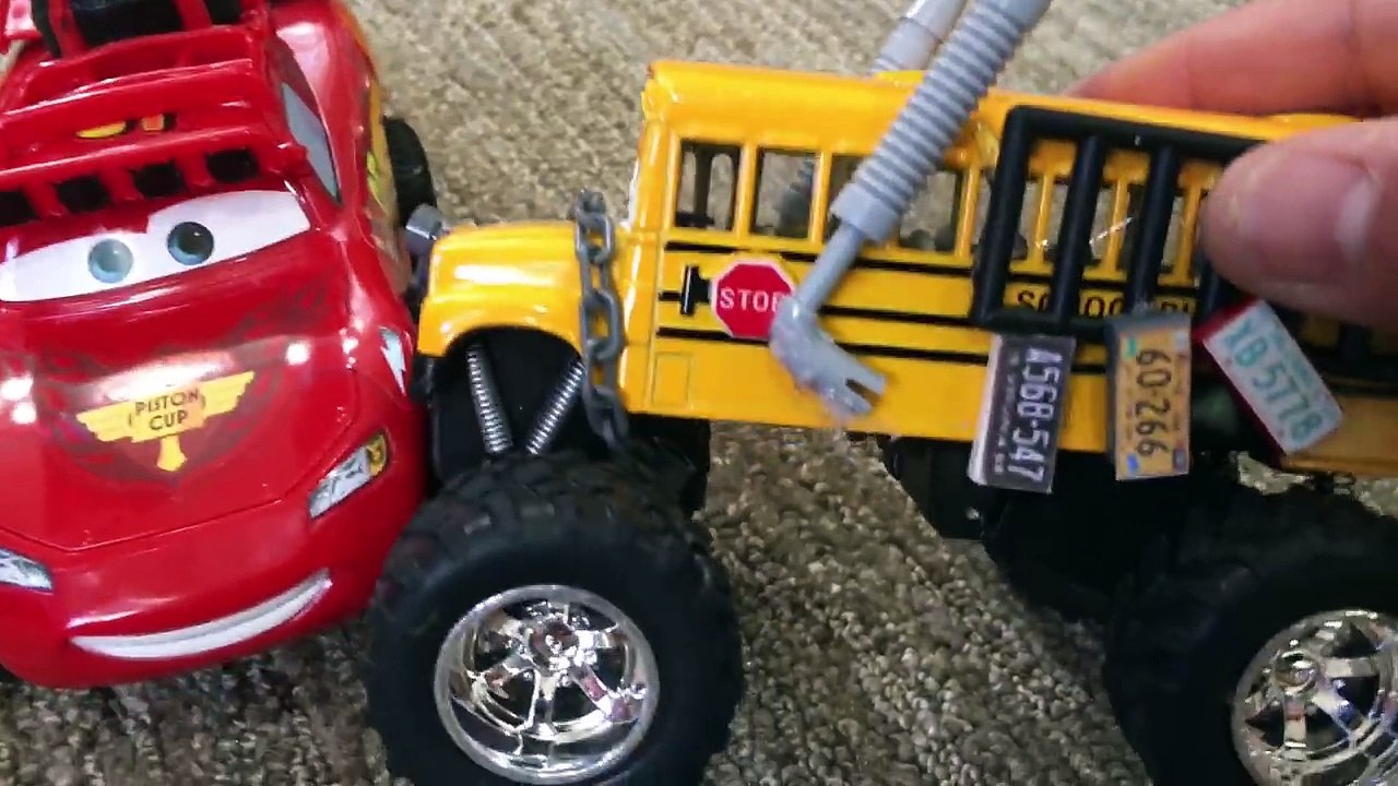 Disney Cars 3 Toys - DiY HOW TO MAKE Custom Miss Fritter Monster Truck School Bus Demolition Derby