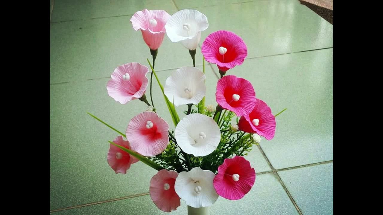 How To Make Morning Glory Flower From Crepe Paper - Craft Tutorial