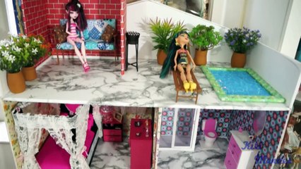 Casa de Boneca para Barbie, Monster High, Frozen, Ever After High, etc feita de papelão Review/Tour